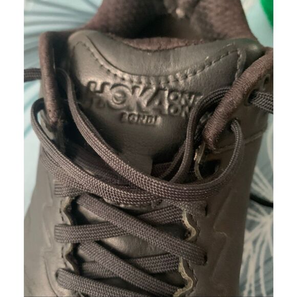 HOKA ONE Bondi black leather Slip Oil Resistant Sneakers Gym Work SHOES women’s - Picture 6 of 13